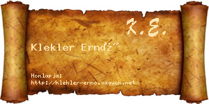 Klekler Ernő névjegykártya